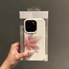 1 件白色哑光简约镜头保护手机壳，带可爱粉色花朵图案，适用于 16 Pro Max、15、14 Plus、13、12、11 防水防震防摔防刮 - 彩色 - 查看 3