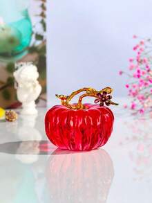 1 buc. Figurină de dovleac din sticlă lucrată manual, de colecție, potrivită pentru casă, birou, sufragerie - utilizare în interior și exterior, excelentă pentru decor de Paște, cadou de ziua de naștere, Ziua Îndrăgostiților, cadou, plante artificiale