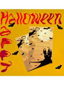 10 piezas Tarjetas de decoración de Halloween, Tarjetas de invitación con temática de casa embrujada y murciélagos, Tarjetas de felicitación para fiestas
