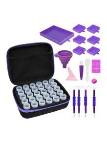 Diamond Painting Accessories Organizing Set - 30 Slots (Blue/Purple), Portable Organizer Bag & Tool Set - Perfect Gift For Handicraft Enthusiasts