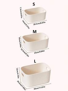 Có sẵn theo gói 1/2/3 chiếc với các màu vàng sữa, trắng và xanh lá cây, thích hợp để đựng đồ dùng trên bàn làm việc. Phù hợp để đựng mỹ phẩm, đồ dùng linh tinh, đồ ăn nhẹ, đồ chơi, v.v. Cũng có thể dùng làm giỏ đựng đồ, hộp đựng đồ dùng văn phòng, giỏ đựng đồ hình chữ nhật hoặc hộp đựng đồ dùng văn phòng. Có ba kích cỡ để lựa chọn. - Nhiều màu - Xem 3