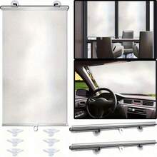 Easy Install Sunshade Curtain Set - Suitable For Doors, Windows And Car Windows | Heat And UV Protection | Classic Home Decor Style (Suction Cups Included)