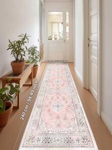 1 peça de tapetes rosa, estilo boêmio, tapete de corredor, 850g/m², 0,5cm de espessura, antiderrapante, lavável e lavável à máquina, decoração de casa, sala de estar, cozinha, corredor, quarto, sala de jantar, escritório, todas as estações