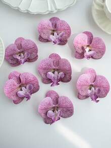 1 pezzo/6 pezzi/30 pezzi Petali di orchidea, Teste di fiori di orchidea Phalaenopsis artificiali in PU con tocco reale da 10cm, Teste di orchidea farfalla finte all'ingrosso per decorazioni floreali da matrimonio, fai da te, artigianato, baby shower, fotografia - Viola rosso - Visualizzare 2