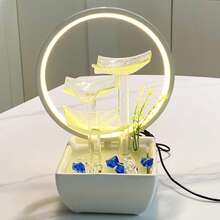1pc Glass Desktop Fountain For Office Decoration Desktop Fountain For Living Room As A Gift For Friend Water Fountain With LED Lights Color Changing For Room Small Tabletop Water Foun Tabletop Waterfall Promotion Gift Decoration Gift - 藍白色 - 查看 6