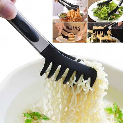 1/2 件多用途不锈钢厨房钳子、意大利面钳、意大利面条钳、硅胶意大利面钳、带齿意大利面条勺、耐热烹饪和盛菜工具，适用于烧烤、沙拉、炒菜、面包和意大利面，是情人节、复活节、万圣节、圣诞节、独立日、万圣节礼物的理想选择