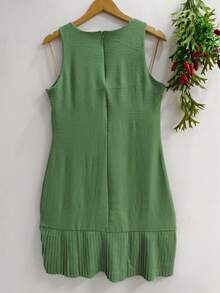Women's Dress - 純綠色 - 查看 2