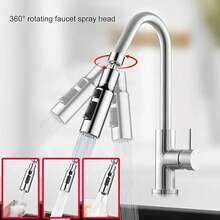 Nuevo grifo de cocina en cascada con tres modos, extensión universal giratoria, boquilla a prueba de salpicaduras, fregadero multifuncional - plata3 - Ver 3