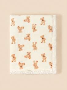 1pc Plush Bear Pattern Baby Swaddle Blanket - Rice Bear - View 3