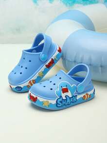 1 Pasang Sandal Pantai Bayi Anti Selip Motif Hewan Bernapas, Sandal Pelindung Luar Ruangan untuk Bayi - Biru - View 6