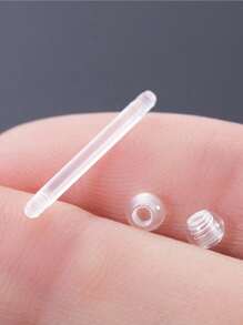 3/6件装透明黑白亚克力UV柔性舌钉，乳白色美甲多功能穿刺钉，时尚朋克极简风格，适合日常佩戴和派对，男女通用