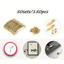 50 طقم / 150 قطعة خطاف إطار صغير مسنن مع 50 قطعة خطاف، 100 برغي، سهل الاستخدام مع البراغي لتعليق الصور والساعات واللوحات والأعمال الفنية والإطارات - متعدد الألوان - مشاهدة 7