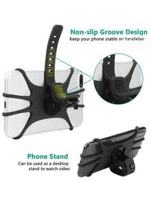 婴儿推车手机支架，360°可旋转车载手机支架，硅胶自行车导航支架，可容纳长达 15.5 厘米/6.1 英寸、宽 7.5 厘米/2.95 英寸的手机 - 黑色 - 查看 6