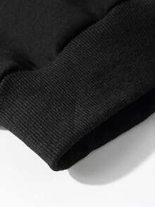 男士休闲时尚卫衣，加厚保暖，秋冬季长袖上衣 - 黑色 - 查看 5