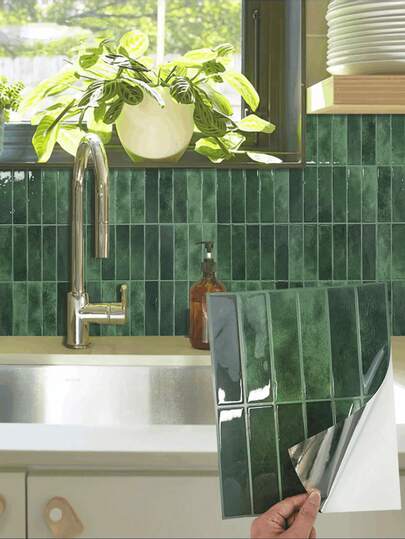 10/30pcs White Brick Pattern Self-Adhesive Tile Stickers, Easy To Peel And Stick Ceramic Tile, Waterproof Wallpaper Suitable For Living Room, Kitchen Backsplash, Bathroom, Zellige Style