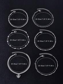 6pcs Minimalist Crystal Element Beach Anklet Set, Versatile Fashion Accessory Gift For Women & Girls, Ideal For Beach Vacation - Multicolor - View 9