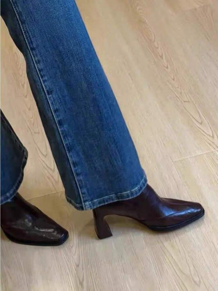 Fall/Winter 2025 French Slim Fit Ankle Boots, High Heel Short Boots For Women, Slimming, Leg Flattering, Fashion Boots, New Arrivals, Plus Size - Brown - View 4