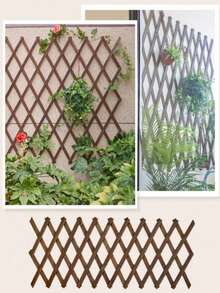 1 Piece Carbonized Wood Retractable Fence - Multi-Purpose Trellis For Climbing Plants, Decorative Outdoor Wall Panel, Solid Wood Grid For Flower And Lawn Fencing, Home And Garden Decor - Multicolor - View 5