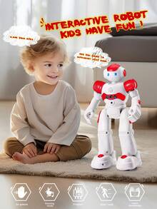 1pc Gesture Recognition Robot, Can Perform Storytelling, Singing And Dancing, Supports Programmable Remote Control, Rechargeable Remote Control Robot Toy, Suitable As Birthday/Christmas/Halloween/Easter Gift For 3-12 Years Old Toddler Boys And Girls (Red) - Multicolor - View 5