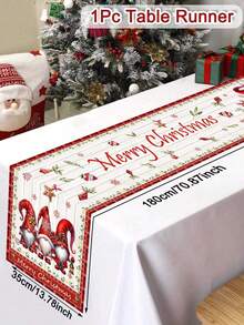 1 pièce Chemin de table bonhomme de neige de Noël, 35*180cm Chemin de table en polyester avec deux bonhommes de neige portant des écharpes rouges, motif sapin de Noël et cadeaux de Noël sur fond rouge. Joyeux Noël. Convient pour les décorations de table de cuisine et de restaurant à Noël, cadeaux et décorations de Noël. - Multicolore - Voir 12