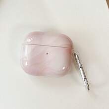 极简主义柔粉色大理石纹TPU无线耳机保护壳，兼容 1/2、 3、 4、 Pro、 Pro 2，带挂钩 - 彩色 - 查看 9