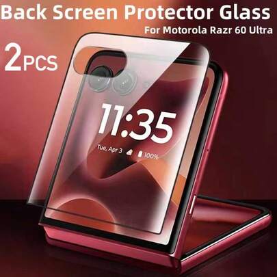 适用于 Razr 60 Ultra/Razr Ultra 2025/Razr 50/Razr 2024/Razr 50 Ultra/MOTO Edge 70 的 2 片装高清钢化玻璃屏幕保护膜，曲面全覆盖，透明，防摔，防刮，后屏（外屏），易于安装，也适用于 Moto G 5G 2025 和 Moto G Power 5G 2025 的钢化玻璃外屏保护膜。