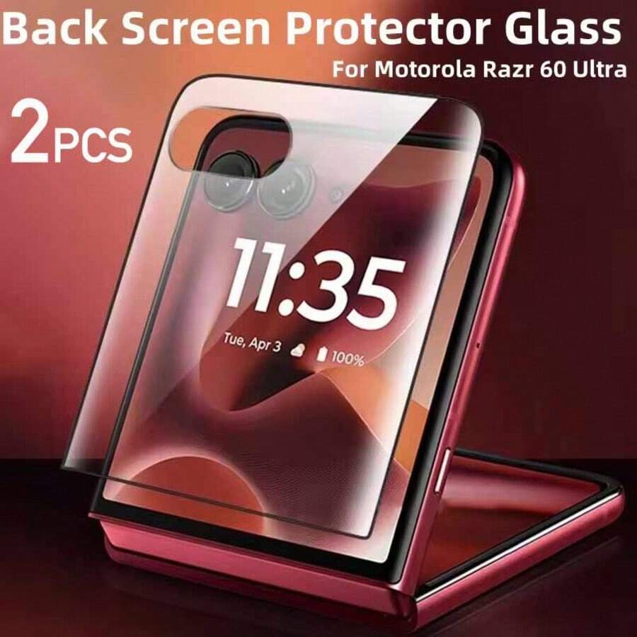 2pcs Tempered Glass Screen Protector For /Razr 70 Ultra/Razr Ultra 2026 /Razr 70plus /Razr Plus 2026/ Razr 60 Ultra/Razr Ultra 2025 /Razr 50 /Razr 2024 /Razr 50 Ultra, HD Curved Full Coverage, Transparent, Anti-Fall, Anti-Scratch, Back Screen (Outer Screen), Easy Installation, Tempered Glass Outer Screen - Clear - View 1