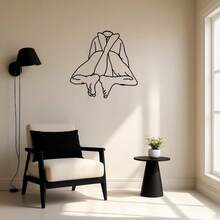 Minimalist Line Art Metal Wall Decor, Abstract Human Figure Design, Modern Living Room And Bedroom Decorative Accent* Rustic Metal Wall Hanging For Kitchen Metal Wall Decor For Kids Room Feather Metal Wall Decor - Black - View 2