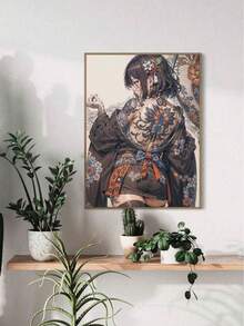 1 pieza Póster de una dama samurái japonesa Chica sexy con tatuajes de dragón de estilo japonés Impresiones en lienzo, Arte de pared único, Para decoración del hogar en la sala de estar, pasillo, idea de regalo, sin marco