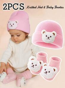 2 Pcs Baby Bear Knit Hat And Socks Set, Soft And Warm For Boys And Girls Fall And Winter Everyday Use - Multicolor - View 16