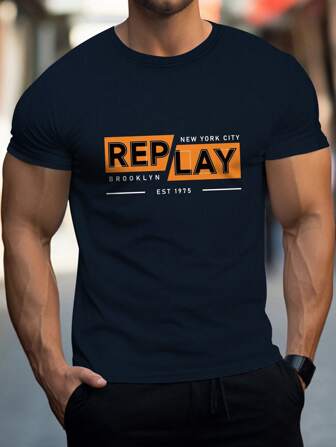 Herrtröjor med kort ärm och rund hals, andningsbara, casual, i polyesterblandning, gradientmönster, maskintvättbara för sommarsport och fritid, toppar för träning