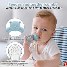 11pcs Silicone Feeding Set, Including Bear Plate, Bear Bowl, Bear Teething Feeder Bag, Bear Food Container With Lid And Ice Tray, Baby Bib, Water Droplet Cup (With 2 Lids, Can Be Used As Snack Cup Or Sippy Cup), Silicone Long Fork, Silicone Ball-Shaped Short Fork, Baby Food Masher, Baby Food Preparation Tools - Multicolor - View 7