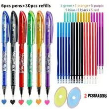 24pcs/26pcs/36pcs/38pcs Erasable Pen Set, Colorful Erasable Gel Pens, Student Learning & Office Supplies - Multicolor - View 14