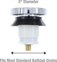 EstiloDanco, Cromado, 80811 Tope De Tina Con Punta TáCtil, 2 X 2 X 2.25 PulgadasVersióN Mejorada - Tapón para tina - Ver 6