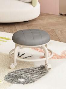 1 件移动矮凳带旋转脚轮 - 不含甲醛的塑料脚凳，适用于家庭、客厅、卧室 - 舒适的多用途圆形脚凳、工具和配件，无香型
