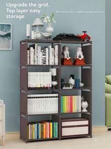 1pc Multifunctional Bookshelf, Shoe Rack, Trapezoid Multi-Layer Combination, Bookcase Shelving Unit, Student Steel Pipe Assembly Storage Organizer Cabinet - Multicolor - View 10