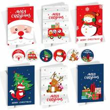 8pcs/Set Fashionable & Elegant Christmas Greeting Cards, Gift Cards, Christmas Greeting Cards With Stickers And Envelopes, Creative & For Holiday Blessings, Christmas Decorations, Gift Cards (Assorted Styles)