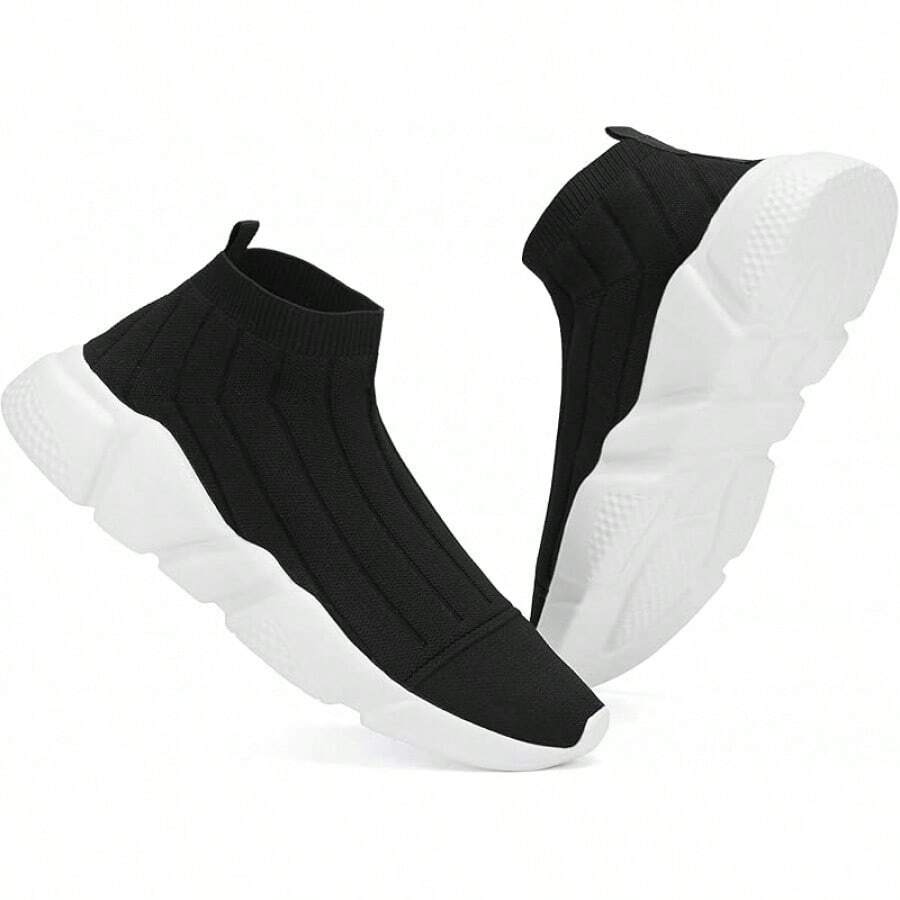 Women's Slip-On Tennis Walking Sneakers, Lightweight Breathable Comfort Gym And Work, Stylish Trainers, 2025 - 046-黑色 - 查看 1