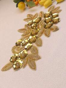 21cm Wide Bestselling Beaded Embroidered & Rhinestone Applique Fabric, 3D Floral Design With Sequin Lace Trim, Clothing & Home Textile DIY Craft Supplies