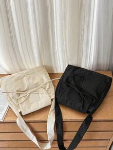 Ladies' Crossbody Bag Korean Version Retro Flip Cover Large Capacity Bow Design Casual Versatile Class Shoulder Bag Lightweight Commuting Backpack - Multicolor - View 6