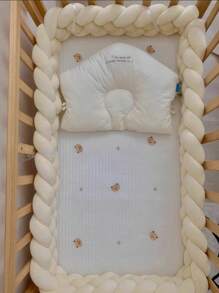 1pc INS Style Braided Crib Bumper Pad, Newborn Baby Bed Surround Soft Cushion, Nursery Decor Crib Protector, Suitable For All Seasons - Cream - View 7