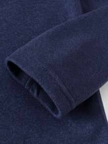 2pcs Men's Crew Neck Long Sleeve T-Shirt + Pants, Warm Casual Underlayer Fleece Sweatshirt Top And Bottoms For Autumn/Winter - Navy Blue - View 4