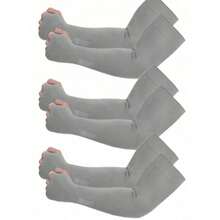 1 Par de Mangas de Brazo de Fibra Elástica para Verano, Unisex - Ligero, Transpirable, Cubiertas de Brazo de Compresión para Actividades al Aire Libre, Deportes y Uso Diario, Negro, Protección de Brazo al Aire Libre, Diseño Elegante, Ajuste Flexible - Gris - Ver 3