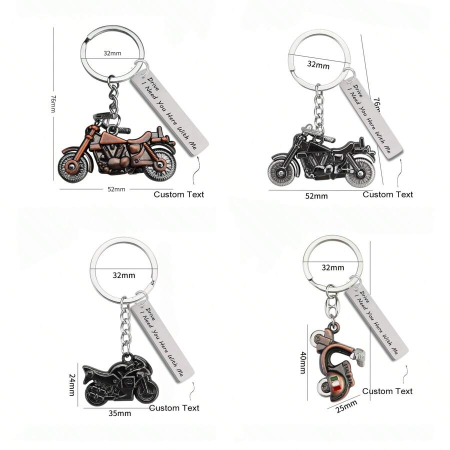 Customized Laser Engraved Text/Pattern Motorcycle Model Pendant Keychain, Club/Competition Souvenir Small Gift, "Drive" Keychain - Motorcycle Series - View 1