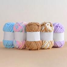 1 Roll Chunky Boucle Yarn For Handmade Knitting Scarf, Slippers, Coasters, Rugs - Multicolor - View 1