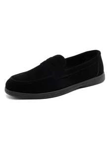 1 Pair Men's Designer Moccasin Shoes, Suede Slip-On Penny Loafers, Men's Genuine Leather Shoes, Gentleman Business Social Shoes, Men's Daily Office Party Wedding Shoes, Couple Date, Romantic Dinner, Holiday Gift, Back To School Student Casual Shoes, College Style, Please Select One Size Up.