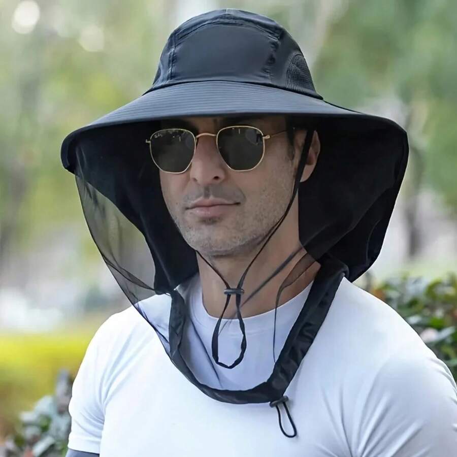 Sombrero de Protección conáscara, Transpirable, Protección Insectos, Sombrero de Pesca de Ala Ancha, Deporte al Aire Libre, Senderismo, Camping, Sombrero de Malla CIH2 - Gris Claro - Ver 1