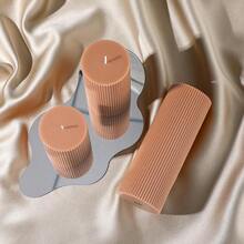 1 Set Ribbed Pillar Candles (1pc), Size: 1.96 In, 3.93 In, 7.87 In, 5.9 In, Large Soy Wax Scented Pillar Candles, Elegant Ribbed Modern Home Decor, Suitable For Bathroom And Living Room (Brown) - Multicolor - View 3