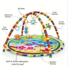 1 Set Colorful Baby Playmat & Activity Gym, Washable, 5 Detachable Toys, Promotes Visual, Auditory, Tactile, Cognitive Senses And Motor Skills Development For Newborns And Infants, Essential Gift