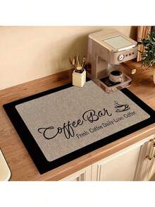 1 Piece Retro Style Coffee Print Kitchen Drying Mat - Super Absorbent, Hides Stains, With Rubber Bottom, Suitable For Kitchen Countertops And Appliances - Multicolor - View 8